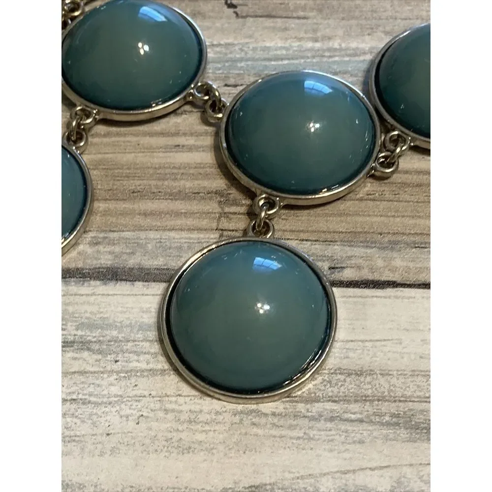 Banana Republic BR Necklace Statement Gold Tone Green Teal‎ 18